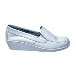 Mocasin blanco cuero